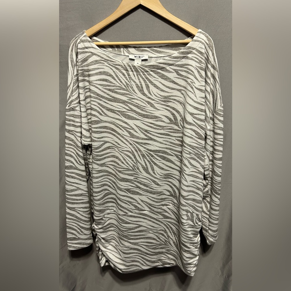 White House Black Market Zebra Drop-Shoulder Mini Ruched Sides Womens:XL